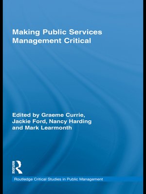 cover image of Making Public Services Management Critical